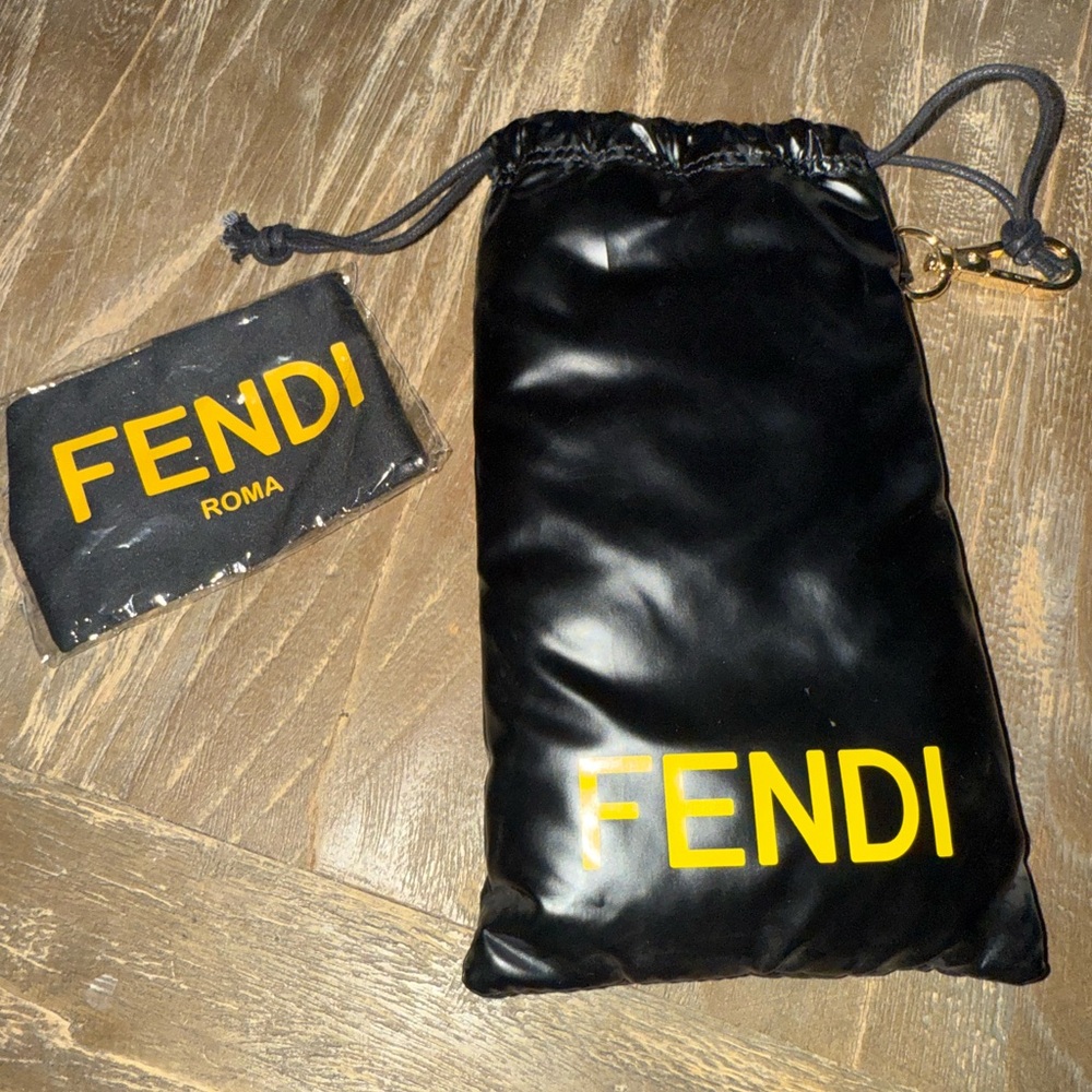 Fendi Black and Yellow Logo Pouch sunglasses empty
